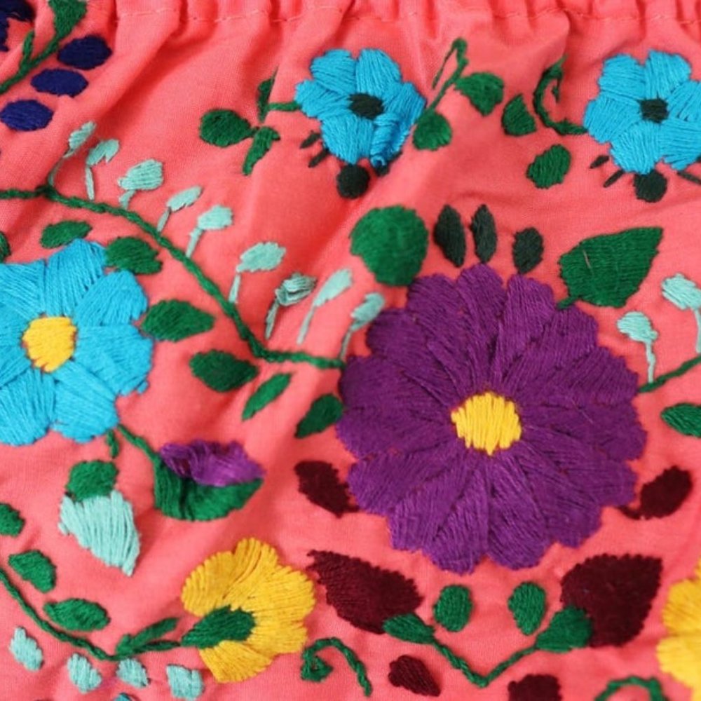 Womens Embroidered Strapless Coral Pink - Picture 8 of 9